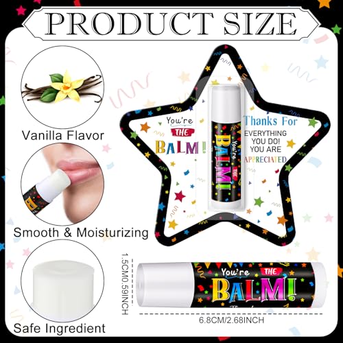 Star 30 Pack Christmas Appreciation Lip Balm Gifts Bulk for Employees & Teachers
