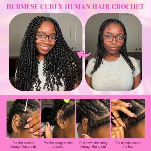 Crochet Human Hair Bundles 22 Inch Burmese Curly Pre Separated for Black Women - Variation of THIS listing