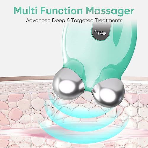 Microcurrent Facial Device, 5 Intensity Levels Face Massager with Red Light Therapy, Portable Microcurrent Facial Roller for Wrinkles, Toning & Skin Tightening