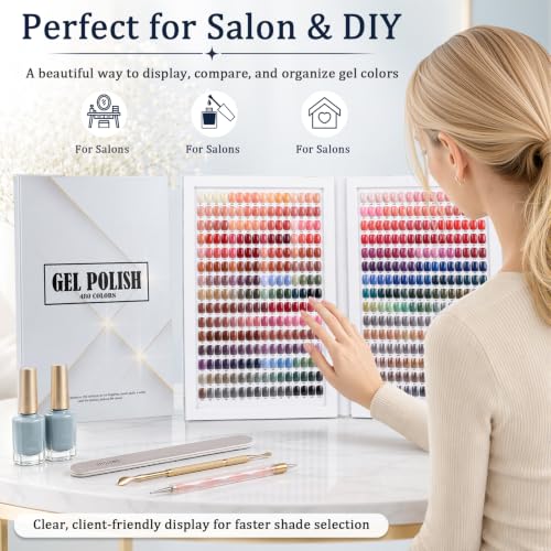 480 Nail Swatch Book with 600 Practice Tips & Number Labels for Salon & Personal Use