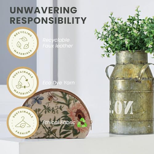 Small Makeup Bag - Morning Garden Tapestry Pouch for Travel & Storage