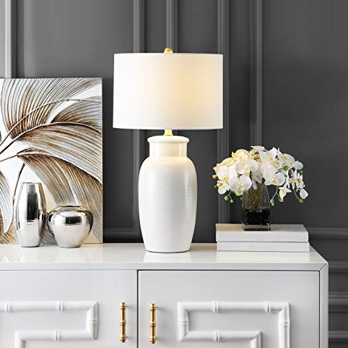 Safavieh Norsi 27.5-Inch Ivory Ceramic Table Lamp with Fabric Shade