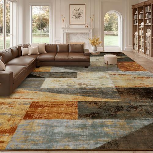 Modern Geometric Area Rug 6x9 Distressed Multi Patchwork Living Room Carpet