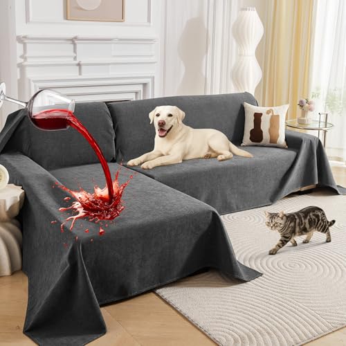 Waterproof Sectional Couch Cover Set - XX-Large Dark Grey, 2 Pieces