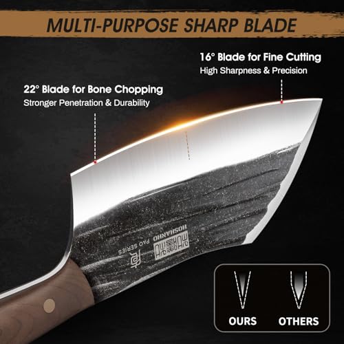 6-Inch Hand Forged Meat Cleaver Knife with Wooden Handle - Heavy Duty Butcher Chopper