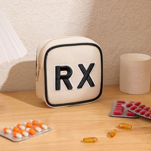 2-Piece Small and Medium Canvas RX Medicine Bags for Travel and Organization - Black