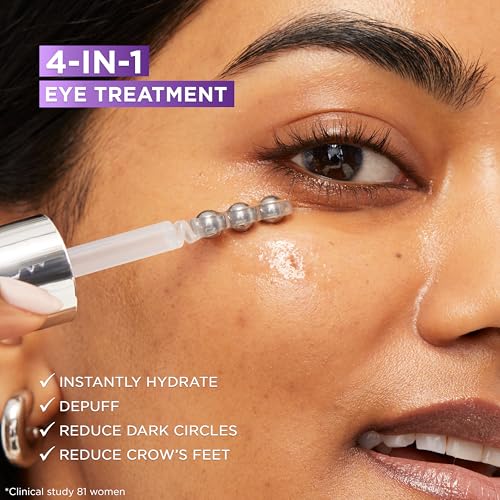 L'Oreal Paris Revitalift Hyaluronic Acid + Caffeine Hydrating Eye Serum + Hyaluronic Acid Water Cream with Ceramides, 1 kit