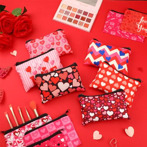 Valentine Makeup Bags Set of 24 - Stylish Cosmetic & Toiletry Zipper Pouches for Women