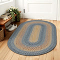 Oval Braided Area Rug 3x5 ft Farmhouse Kitchen Mat Natural Rust Blue