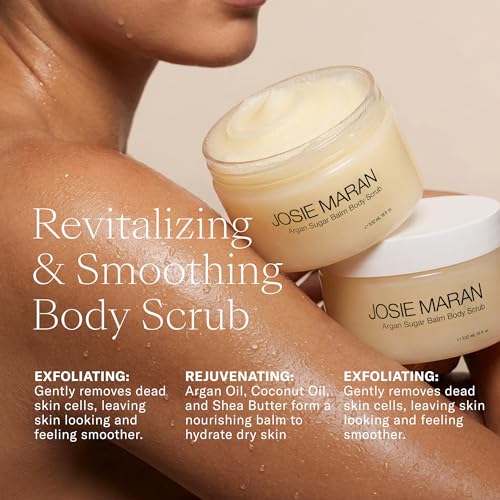 Josie Maran Argan Sugar Balm Body Scrub - Exfoliating Sugar Scrub with 100% Pure Argan Oil & Coconut Oil - Softens, Smoothes & Hydrates Dry Skin - Vegan + Cruelty Free - Night Flower (18 oz)