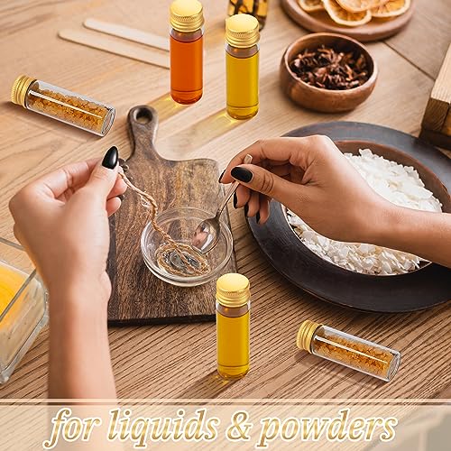 Tiny Glass Jars with Lids - 15ml Gold Cap, Set of 100