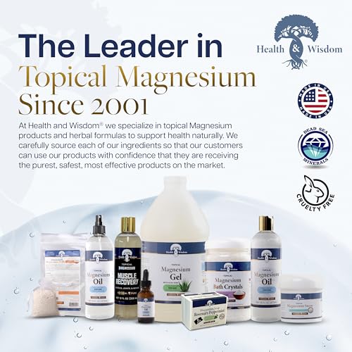 Health and Wisdom Pure Magnesium Gel with Seaweed Extract - Topical Muscle & Joint Relief- Natural and Pure Skin & Scalp Moisturizing - Enhanced Absorption - 64 Fl oz
