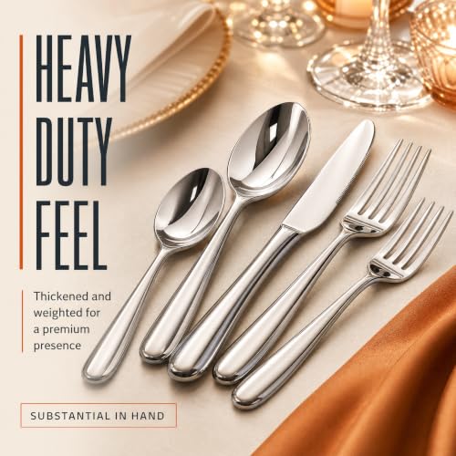 Nice Kitchen 60-Piece Heavy Duty Stainless Steel Silverware Set for 12 with Ergonomic Handles