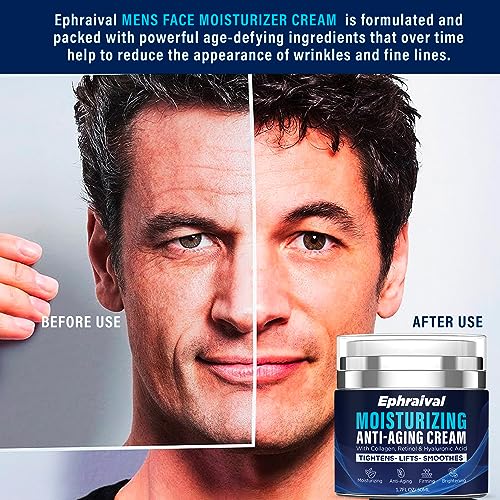 Retinol Anti-Aging Cream for Men: Moisturizing Face Cream with Hyaluronic Acid Vitamin E Peptides - Reduces Wrinkles Firms Skin Lightweight Formula 1.7 fl oz