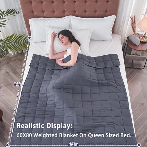Yescool Weighted Blanket for Adults Queen Size 25lbs Grey 60x80 - Sleep & Relax