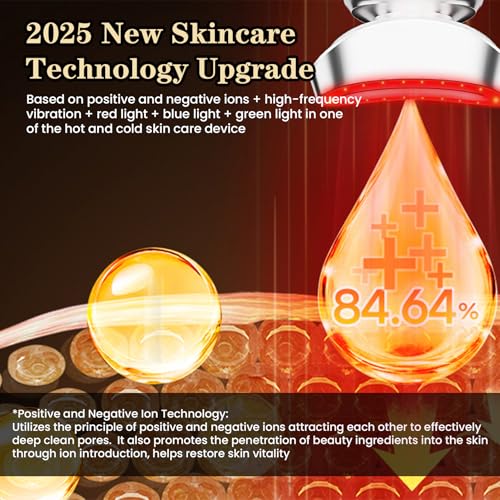 Face Massager, Red Light Therapy for Face and Neck, 3-in-1 Facial Massager Tool, Face Lift Device with Cold & Hot Vibration Technology, Portable Facial Massager for Wrinkles Skin Care, Firming