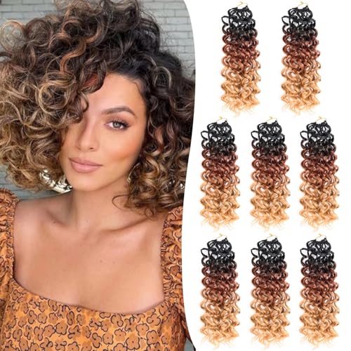 10 Inch Gogo Curl Crochet Hair - Deep Water Wave, Natural Water Wave, Curly Beach Curl, 8 Packs, T1B/27/30