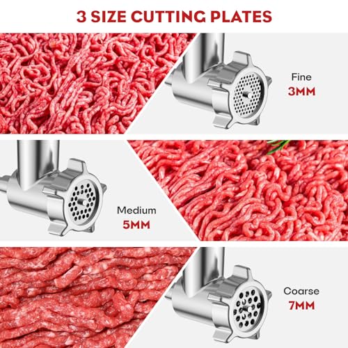 Cofun Stainless Steel Meat Grinder & Cheese Slicer Attachment for KitchenAid - Silver