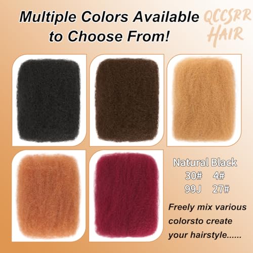 Afro Kinky Human Hair Bulk - 12 Inch, 50g Pack, Color #4 Chocolate Brown - Variation 4#