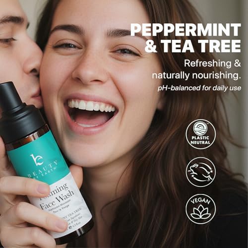 Foaming Face Wash Cleanser - Peppermint Tea Tree - 4.2 Fl Oz Made in USA
