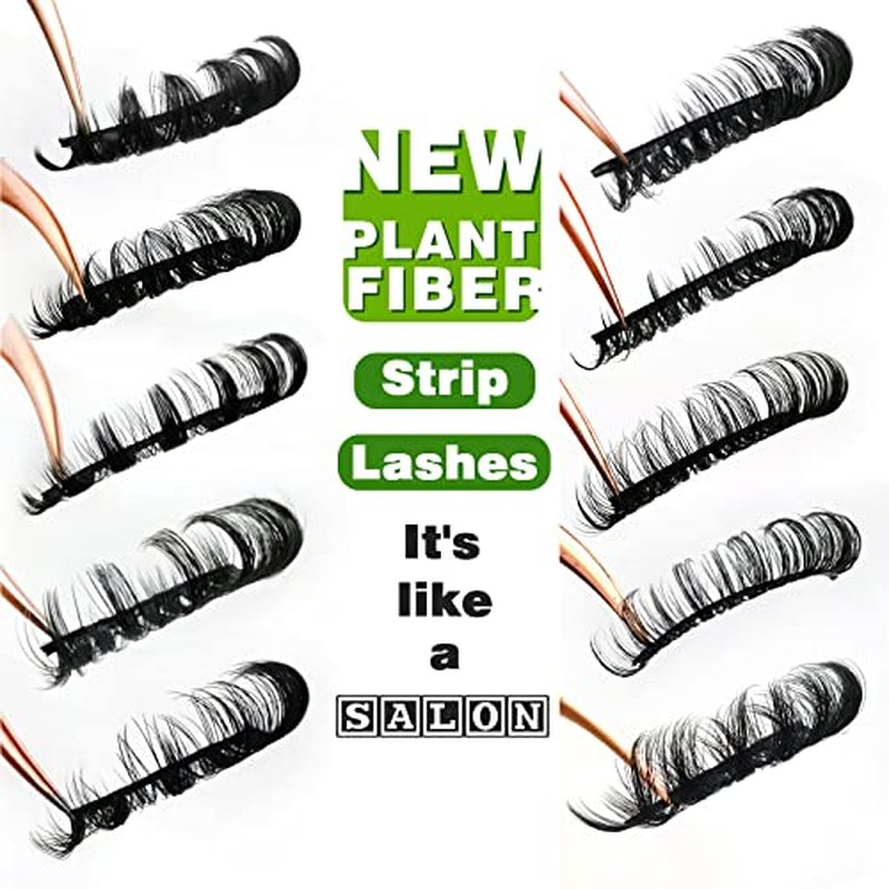 3D Plant Fibre Russian Strip Lashes - D Curl Lash Strips, Wispy Mink Eyelashes, Faux Mink Eyelashes Natural Look(SDC-MIX)
