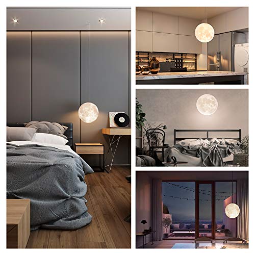 MQ 10 Inch Moon Pendant Lamp with Remote Control, Adjustable Brightness, 3D Surface for Home & Business - Includes 12W E26 LED Bulb