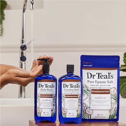 Dr Teal's Epsom Salt Body Wash with Coconut Oil & Aloe, 24oz Pack of 4