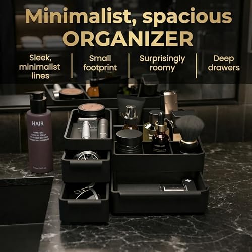 Bathroom Counter Organizer with Drawers and Slots for Skincare and Perfume – Modern, Waterproof, Space-Saving