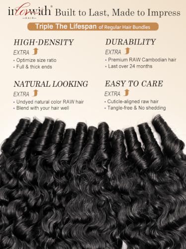 Natural Color 22 Inch Burmese Curly Human Hair Bundles - 100% Cambodian Raw Hair