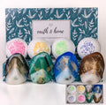 Gemstone Soap & Bath Bomb Set - Relaxing Spa Gift for Women - Earth & Home - 4 Decorative Rock Soaps with Crystals & 4 Fizzing Bath Bombs - Natural Ingredients & Essential Oils