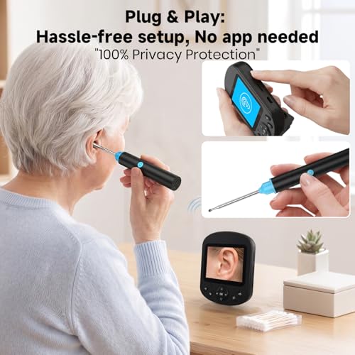 Cklvu Smart Digital Otoscope Ear Camera with 2.8" Screen – Plug & Play, Black (Variation: Black)
