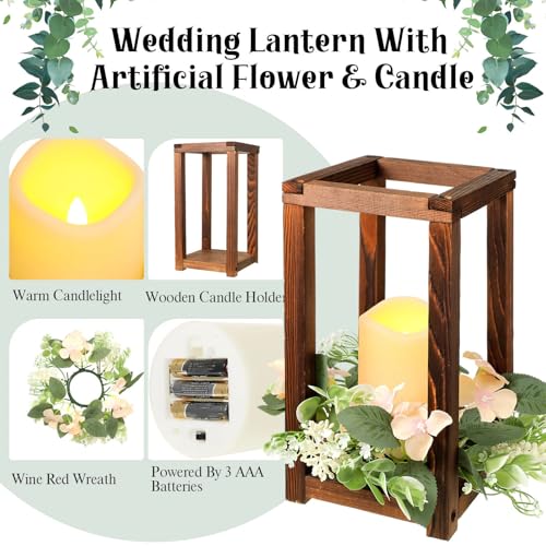 Wooden Wedding Lantern Centerpiece Set - Brown, 30 Pieces