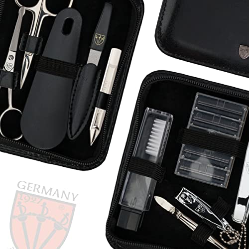 12-Piece Manicure Pedicure Nail Care Kit with Leather Case, German Quality