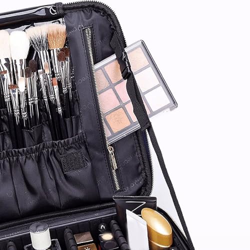 Large Waterproof Makeup Train Case with Adjustable Dividers – Portable Cosmetic Organizer for Women