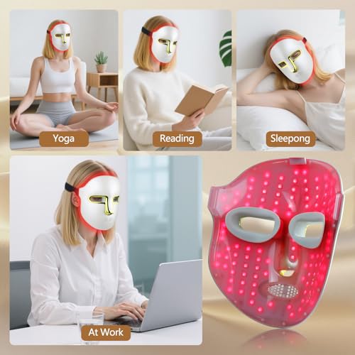 Red & Blue LED Face Mask for Light Therapy - Anti-Aging & Blemish Treatment