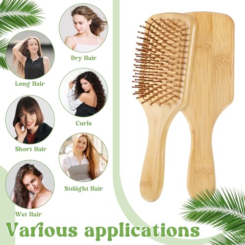10 Pcs Wooden Bamboo Hair Brush Set - Anti-Static Detangling & Scalp Massage