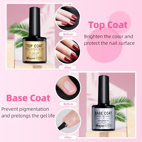 Major Dijit Acrylic Nail Kit with LED Lamp & Electric Drill - 12 Colors Acrylic Powder Monomer, Base/Top Coat, Tips/Glitter/Nail Charms | Nail Kit for Beginners with Everything