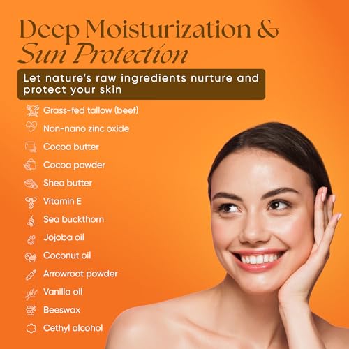 SPF 30 Mineral Sunscreen with Grass-Fed Beef Tallow - Reef Safe, Water Resistant 80 Min, Travel Size