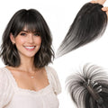 Clip-On Human Hair Bangs Topper - Natural Black, 10 Inch, Air Bangs Style