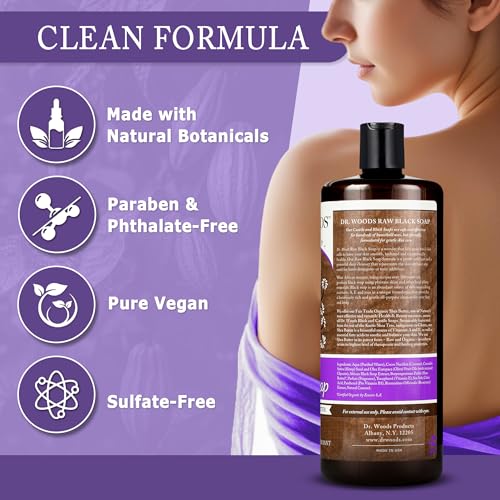 Dr. Woods Raw African Liquid Black Soap - 32 Fl Oz, Pack of 2