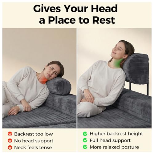 CAMMOO Grey Corduroy Couch Headrest Extender 3 Pack for Low Sofas