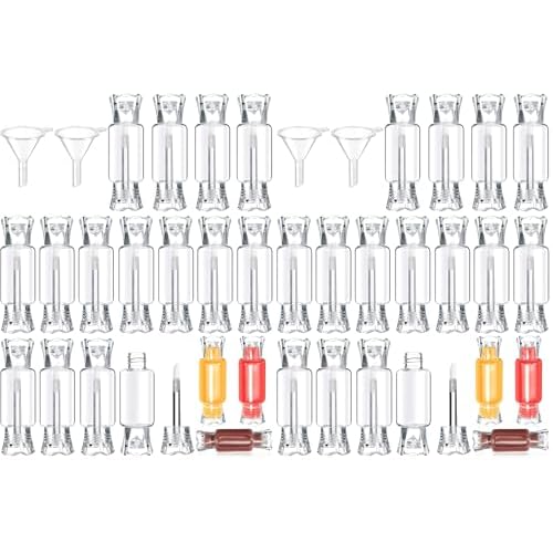 Blulu 40 Pieces Empty Lip Gloss Tubes with Wand 9 ml Mini Clear Candy Shape Lip Balm Tube Containers and 4 Pieces Funnel for DIY Cosmetics Women