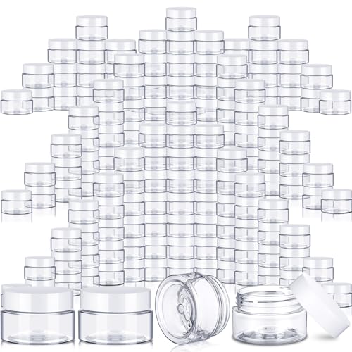 SATINIOR 2 oz Plastic Jars with Lids, 100-Pack Wide Mouth Containers for Lotion, Cream, Body Butters