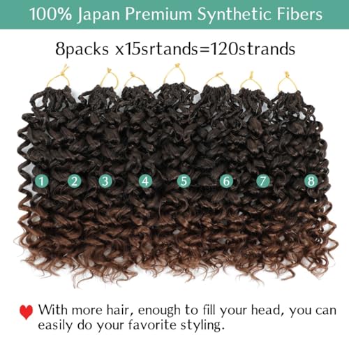 14 Inch T30# Pre Looped Curl Crochet Hair Extensions 8 Packs for Natural Waves