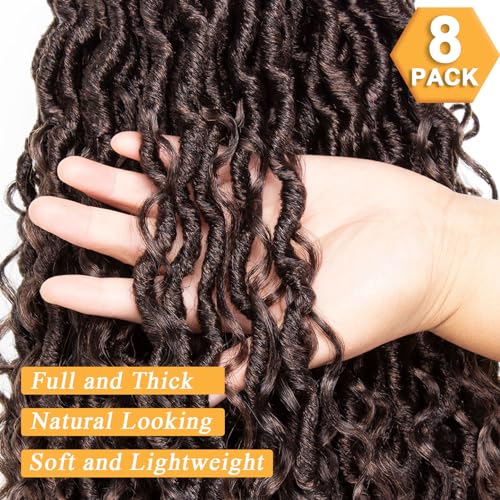 30 Inch Brown Goddess Faux Locs Crochet Hair - Boho Curly Locs, 8 Packs, Variation T30#