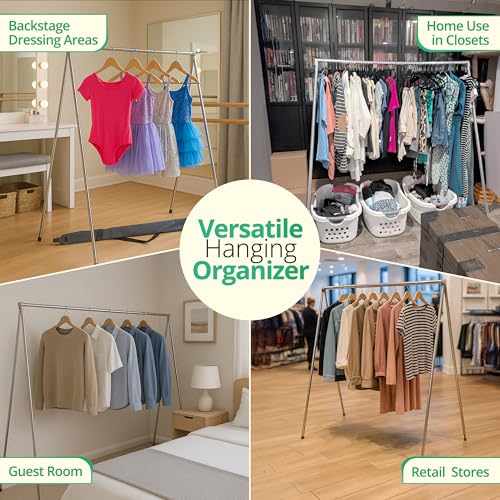 Portable Folding Clothing Rack with Carry Bag - Lightweight Aluminum Garment Stand, 60 lb Capacity, Travel & Event Use