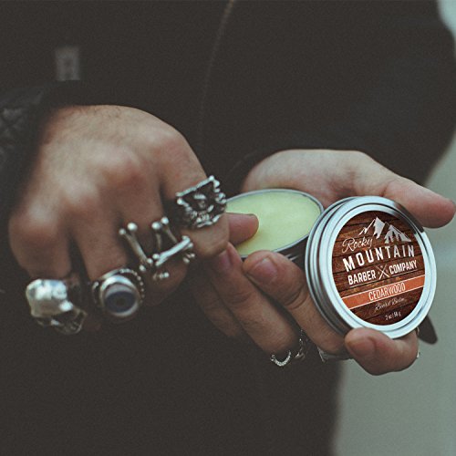 Beard Balm - Rocky Mountain Barber - 100% Natural - Premium Wax Blend with Cedarwood Scent, Nutrient Rich Bees Wax, Jojoba, Tea Tree, Coconut Oil