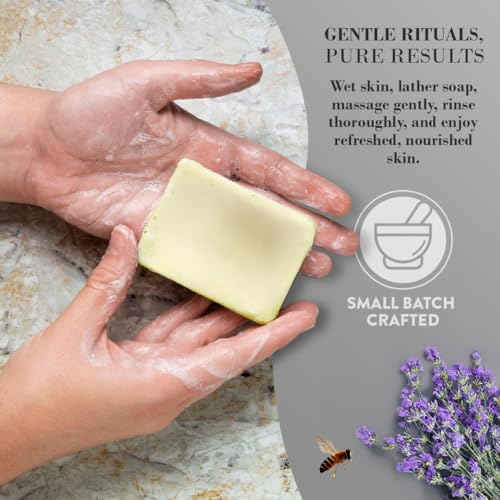 Lavender Tallow Soap ? Grass-Fed Bar with Organic Essential Oil ? Calming & Naturally Gentle ? 3 Pack