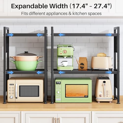 HERJOY 3-Tier Expandable Microwave Stand - Heavy-Duty 200lb Capacity, Black
