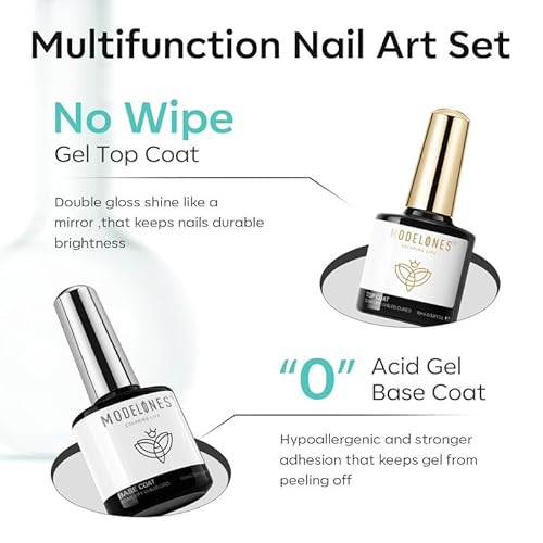 modelones Nail Strengthener and Growth Milky White Nail Polish Nail Repair for Damaged Nails for Thin Weak & Damaged Nail Care Kit for Women 4 Pcs Gifts Sets